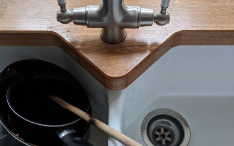 fitted kitchen worktop and sink