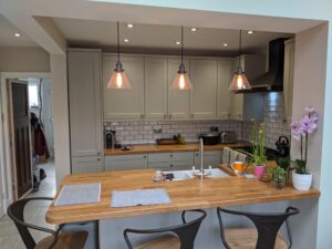 custom kitchen and lights